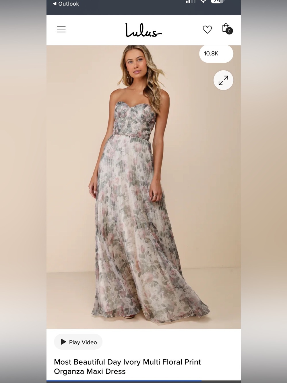 Lulu's Most Beautiful Day Ivory multifloral strapless dress NWT small